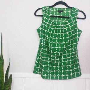 Banana Republic Green Dot Check Sleeveless Blouse